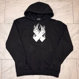 XPLR Flames Pullover Hoodie Black L Signed By Sam & Colby See Photos EUC!